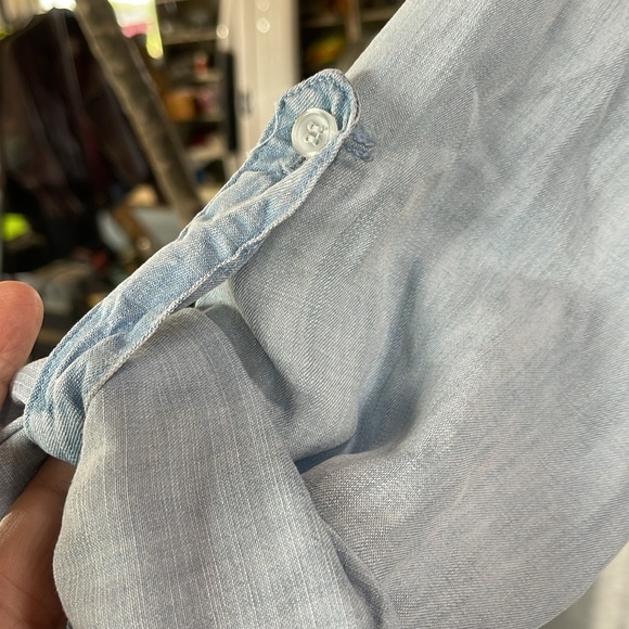 Velvet Heart embroidered chambray denim shirt women’s sz S oversized highlow hem - Picture 8 of 12